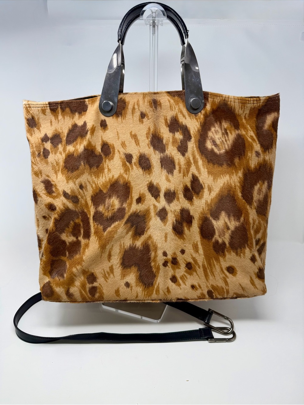 Valentino Garavani Calf Hair Leopard Print Tote Bag Vintage** RARE**